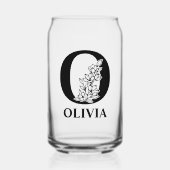 フローラ文字Oモノグラムと名パーソナライズされた前 ガラス缶 (正面)