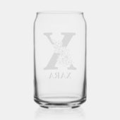 フローラ文字Xモノグラムと名パーソナライズされた前 ガラス缶 (裏面)