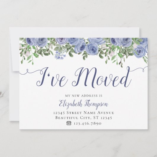 フローラ新しいアドレスを移動した埃っぽい青い移動 案内状 (正面)