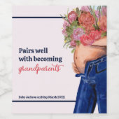 フローラ新祖父母の妊娠発表 ワインラベル (シングルラベル)