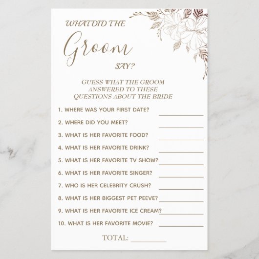 フローラ新郎はブライダルシャワーゲームカードフライと言う チラシ (正面)