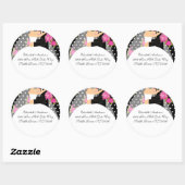 フローラ新郎新婦の住所ステッカーピンク ラウンドシール (シート)