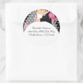 フローラ新郎新婦の住所ステッカーピンク ラウンドシール (バッグ)