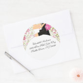 フローラ新郎新婦アドレスステッカーターコイズ ラウンドシール (封筒)