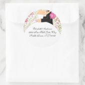 フローラ新郎新婦アドレスステッカーターコイズ ラウンドシール (バッグ)