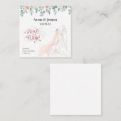 フローラ新郎新婦イラストレーション日付の保存 ノートカード (正面/裏面)