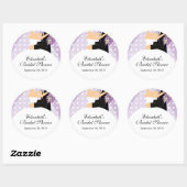 フローラ新郎新婦ブライダルシャワーステッカーパープル ラウンドシール (シート)