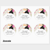 フローラ新郎新婦ブライダルシャワーステッカーピンク ラウンドシール (シート)