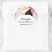 フローラ新郎新婦ブライダルシャワーステッカーピンク ラウンドシール (バッグ)