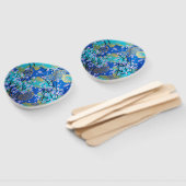 フローラ日本のさくらんぼブロッサム金ゴールドブルー ハンドファン (組立なし)