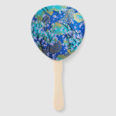 フローラ日本のさくらんぼブロッサム金ゴールドブルー ハンドファン (正面)