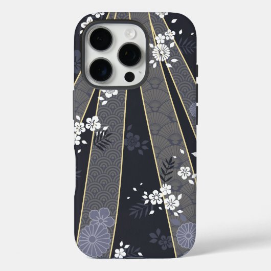 フローラ日本のの着物の模様デニム Case-Mate iPhoneケース (裏面)