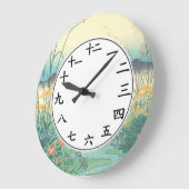 フローラ日本のナンバーズクロック日本フラワーアート ラージ壁時計 (傾斜)