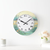フローラ日本のナンバーズクロック日本フラワーアート ラージ壁時計 (ホーム)