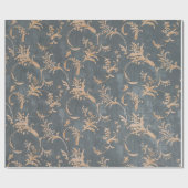 フローラ旧レトロヴィンテージオーナメント壁紙on bac ラッピングペーパー (フラット)