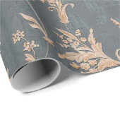 フローラ旧レトロヴィンテージオーナメント壁紙on bac ラッピングペーパー (ロールコーナー)