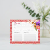 フローラ明るい赤紫色ブライダルシャワーレシピカード (スタンド正面)