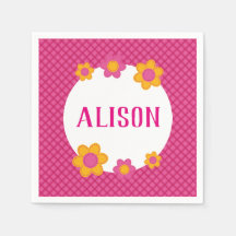 フローラ明るい赤紫色プレイドガールネームデイジー