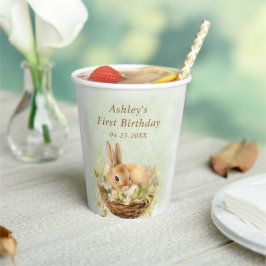 フローラ春うさぎソフバニー1歳の誕生日 紙コップ
