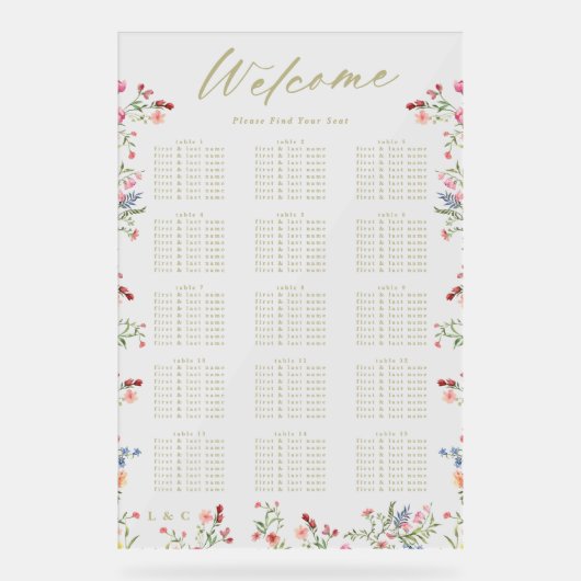 フローラ春の結婚式ウェルカムシート アクリルサイン (正面)
