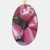 フローラ春の花束ピンクのチューリップ、花 セラミックオーナメント (左)