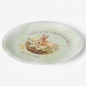 フローラ春バニー1歳の誕生日 ペーパープレート (アングル)