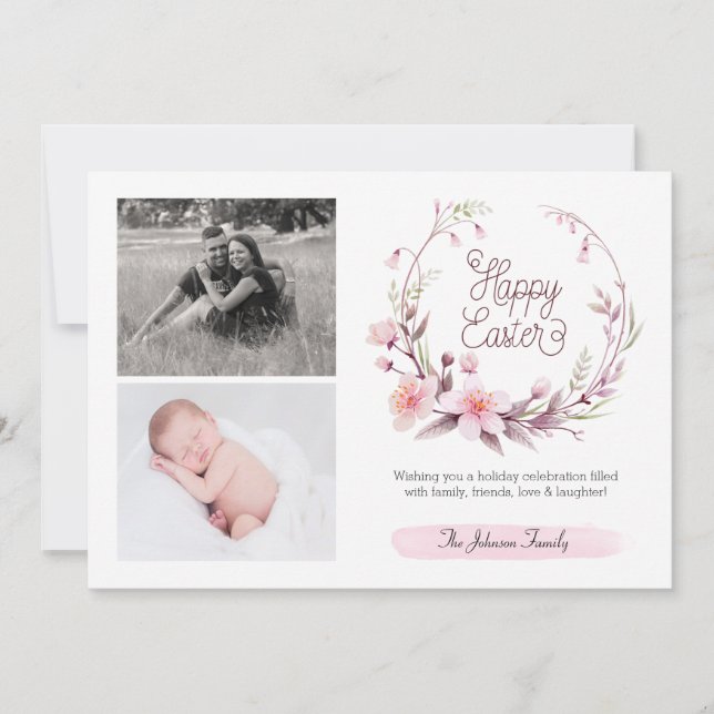 フローラ春ピンクあなたの写真を追加ハッピーイースター (正面)