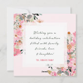 フローラ春ピンクあなたの写真を追加ハッピーイースター シーズンカード (裏面)