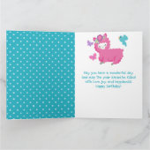 フローラ春ピンクラマ&レインボー誕生日 カード (内部)