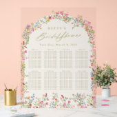 フローラ春ブライダルシャワーテーブル アクリルサイン (ウェディング)