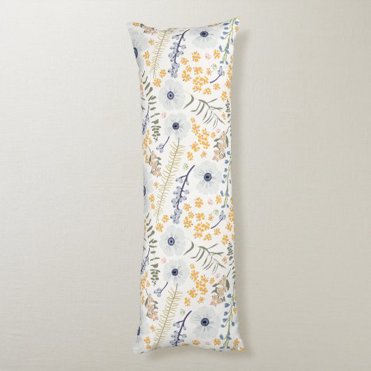 フローラ春ホームボタニカルブルーイエローミックス ボディピロー (裏面 (縦))
