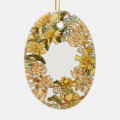 フローラ春リースフラワーピンクフラワーアート セラミックオーナメント (裏面)