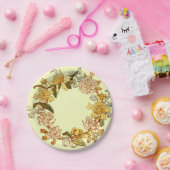 フローラ春リースフラワーピンクフラワーアート ペーパープレート (パーティー)