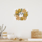 フローラ春リースフラワーピンクフラワーアート ポスター (キッチン)