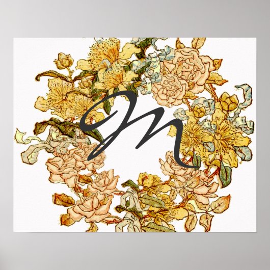 フローラ春リースフラワーピンクフラワーアート ポスター (正面)