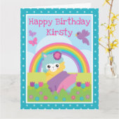 フローラ春レインボーラマ&レインボー誕生日 カード (黄色い花)