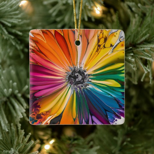 フローラ春水彩花芸術的柄 セラミックオーナメント (ツリー)