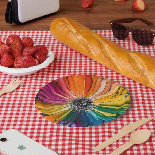 フローラ春水彩花芸術的柄 ペーパープレート (ピクニック)