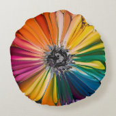 フローラ春水彩花芸術的柄 ラウンドクッション (裏面)