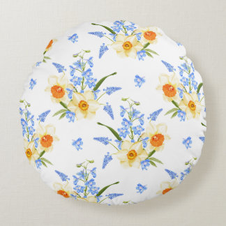 フローラ春装飾用クッションとダフォジル ラウンドクッション