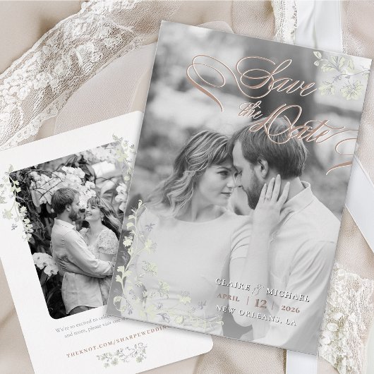 フローラ春Chinoiserie日付の保存 招待状