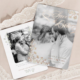 フローラ春Chinoiserie日付を保存 箔招待状