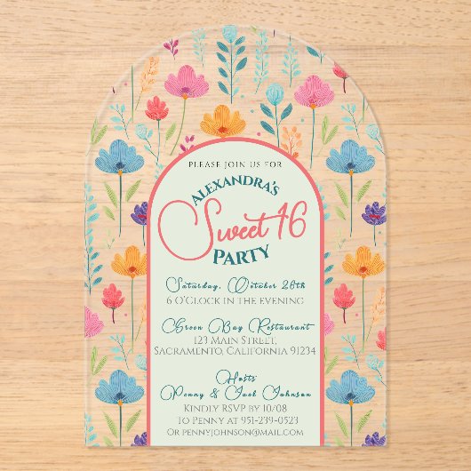 フローラ春sweet sixteen招待の透過的 アクリル招待状 (正面)