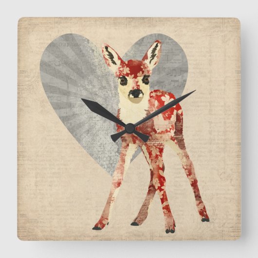 フローラ時計 スクエア壁時計 (正面)