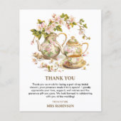 フローラ時間の茶のブライダルシャワーサンキューカード (正面)
