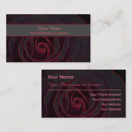 フローラ暗色バラポップ・アートのネオンアート 名刺 (正面/裏面)