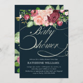 フローラ書の赤ちゃんシャワーの招待状 (正面/裏面)