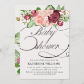 フローラ書の赤ちゃんシャワーの招待状 (正面/裏面)