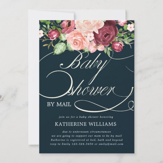 フローラ書道のベビーシャワー郵便の招待状 (正面)