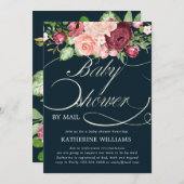 フローラ書道のベビーシャワー郵便の招待状 (正面/裏面)